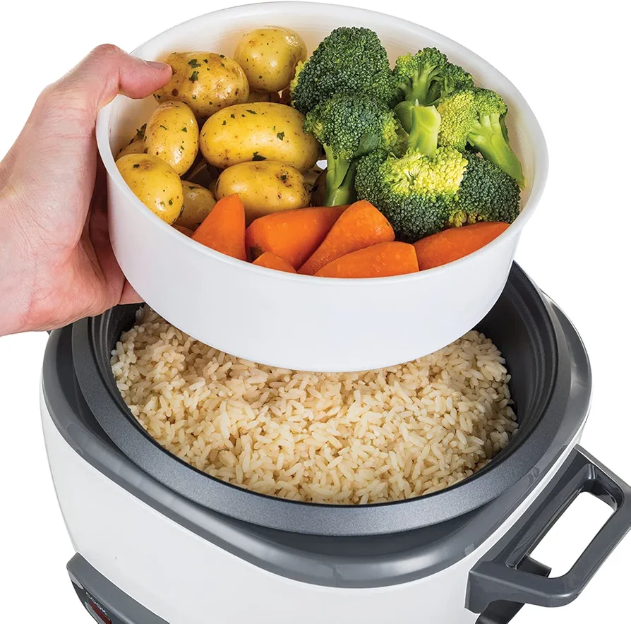 Russell Hobbs Electric Rice Cooker - 2kg (14 Portion - 145g per serving) Removable non stick bowl, Dishwasher-safe bowl &amp; lid, Steamer basket, measuring cup &amp; spoon