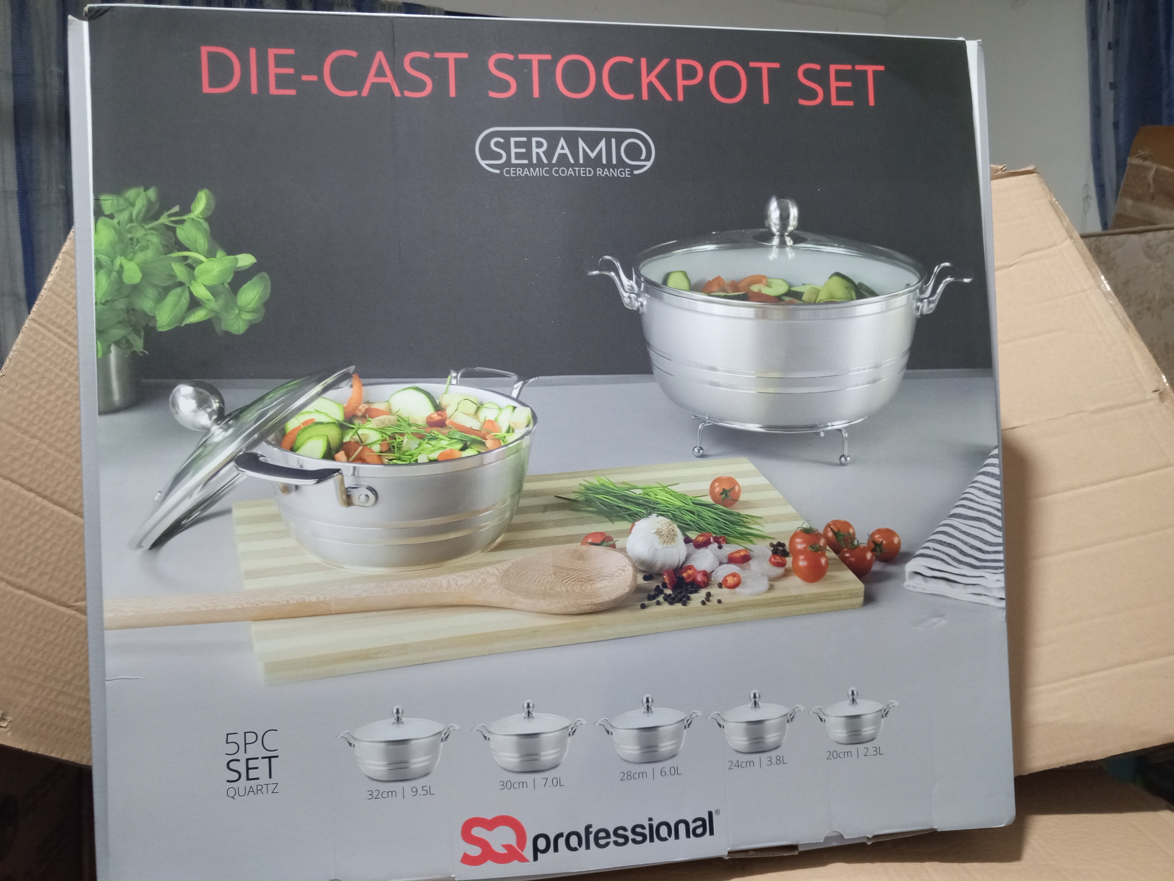 SQ Professional 5PC Die-Cast Ceramic Stockpot Set