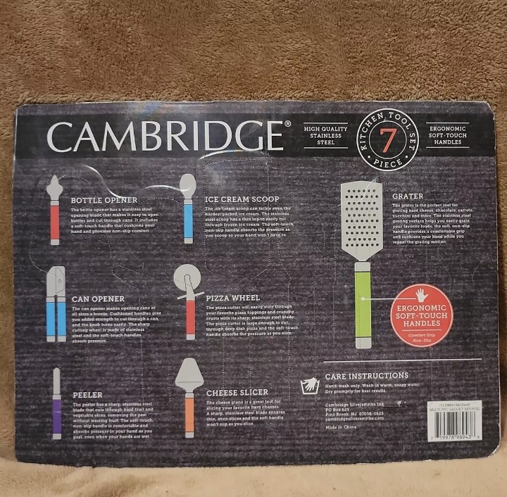 Cambridge 7-Pc Kitchen Tool Set - SS, Ergonomic, Colorful