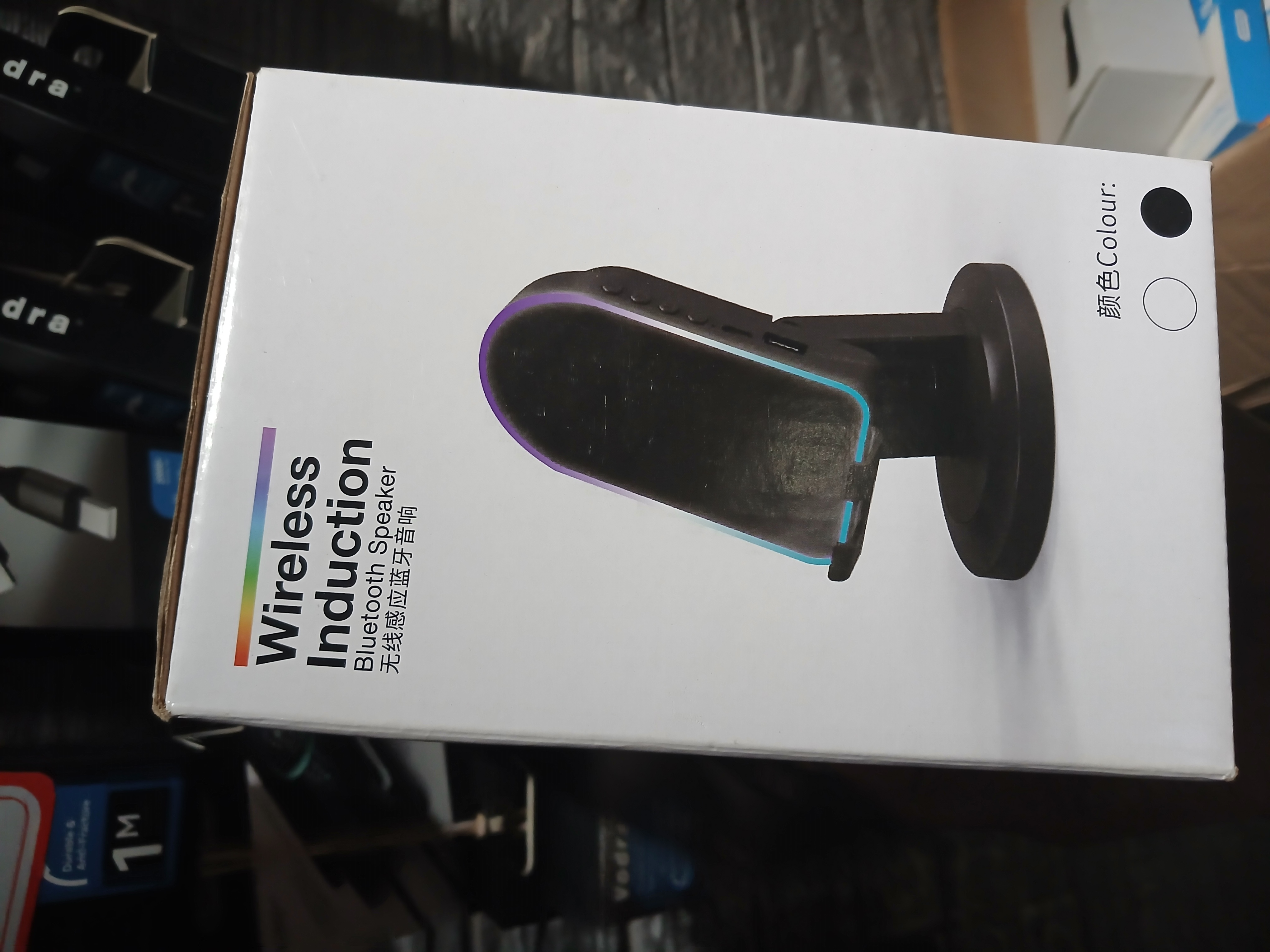 Wireless Induction Bluetooth Speaker Stand w/ LED - Black