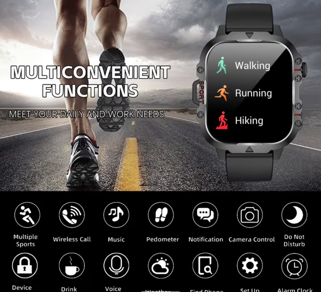 Sport Smartwatch with Calls, Flashlight &amp; Dialer