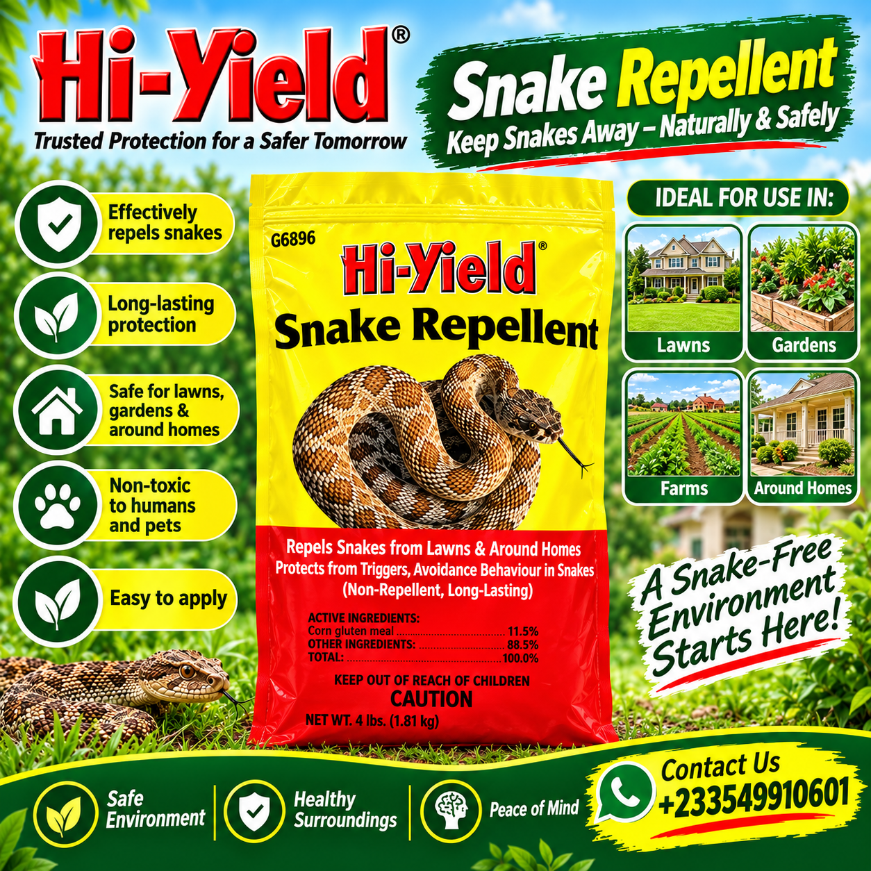 Hi-yield snake repellent powder