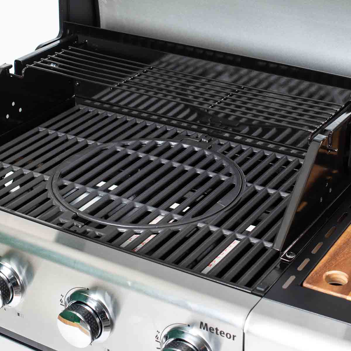 Outback Meteor 4-Burner Hybrid Gas &amp; Charcoal BBQ with Multi-Cook Plate System