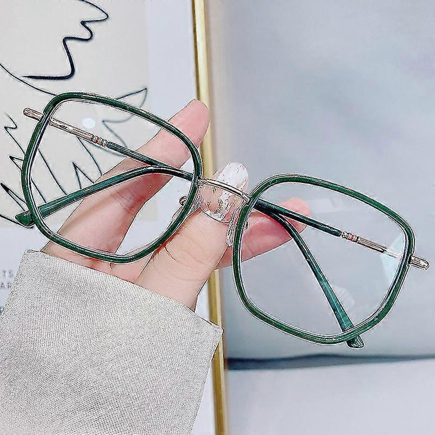 Anti Blue Light Leopard Large Frame Glasses