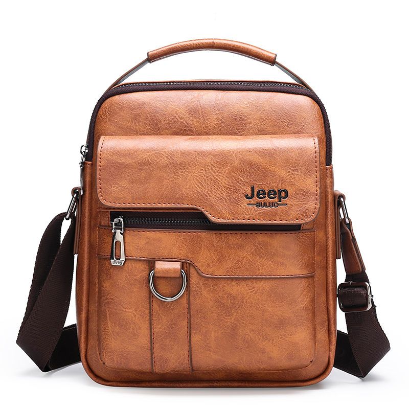 Jeep Buluo Men's Brown Leather Shoulder Bag Messenger
