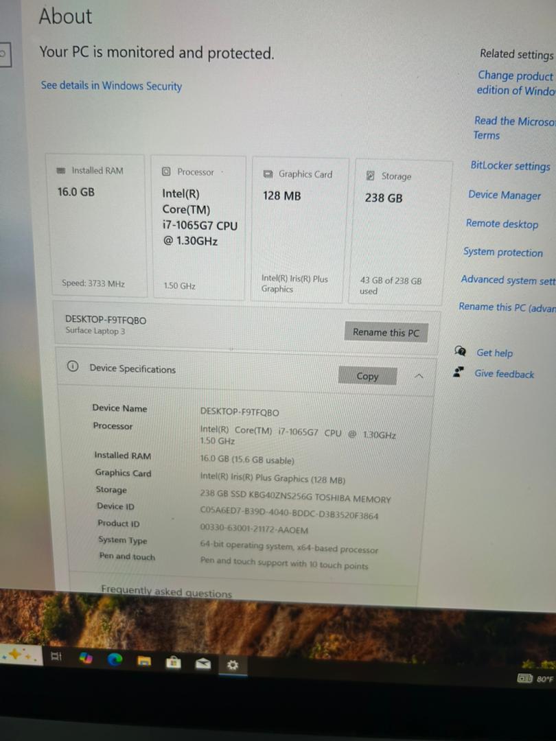 Microsoft surface laptop 3