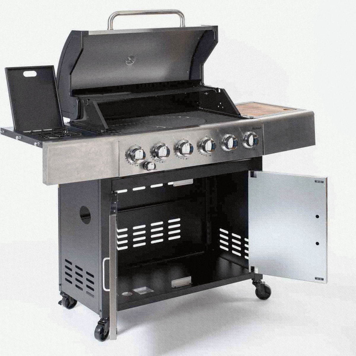 Outback Meteor 6-burner Hybrid Gas Charcoal Bbq With Multi-cook Plate