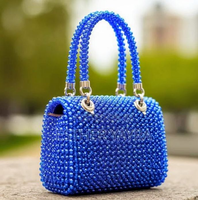 Artisan Royal Blue Beaded Handbag | Handmade Luxury Purse
