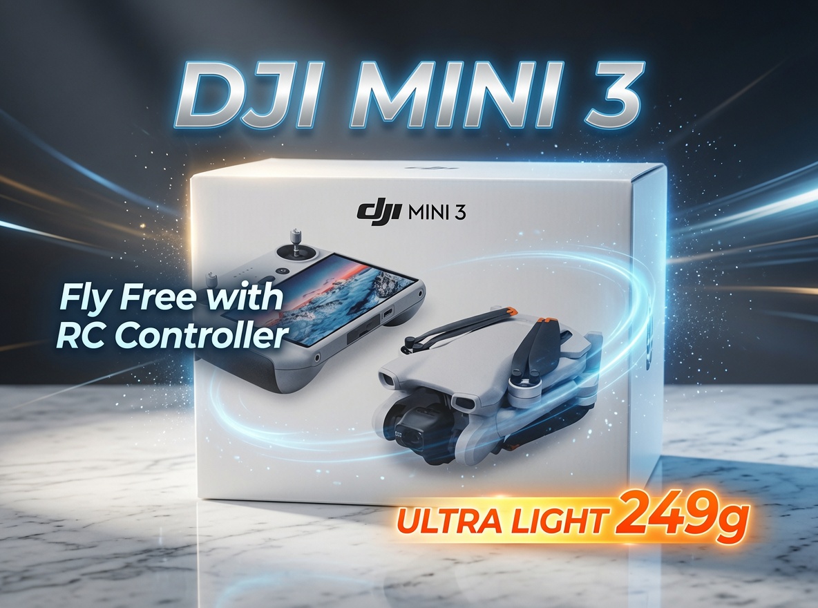 DJI Mini 3 Drone with RC Remote Controller (Ultra-Light 249g)