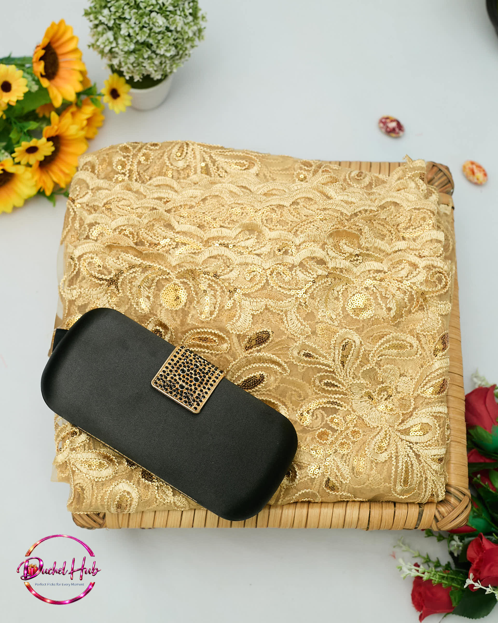 Luxury Women’s Fabric Gift Set with Jewelry and Watch