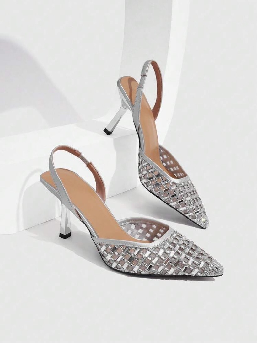 ladies silver heel