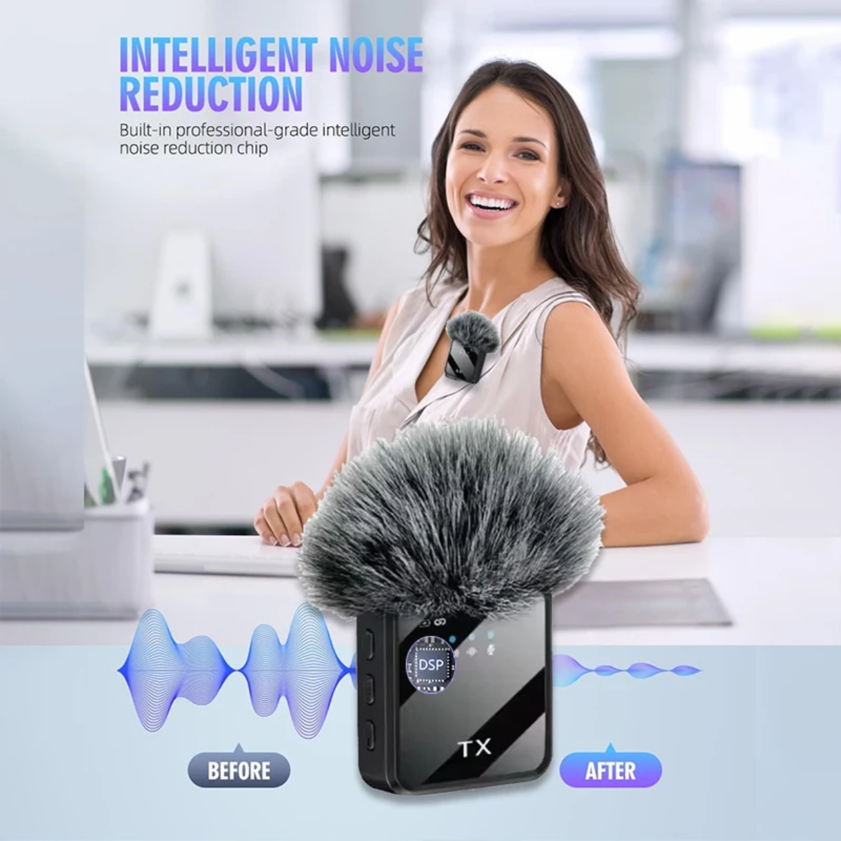F11-2 Wireless Microphone Dual TX, Vlog Mic for iPhone/Android and Cameras