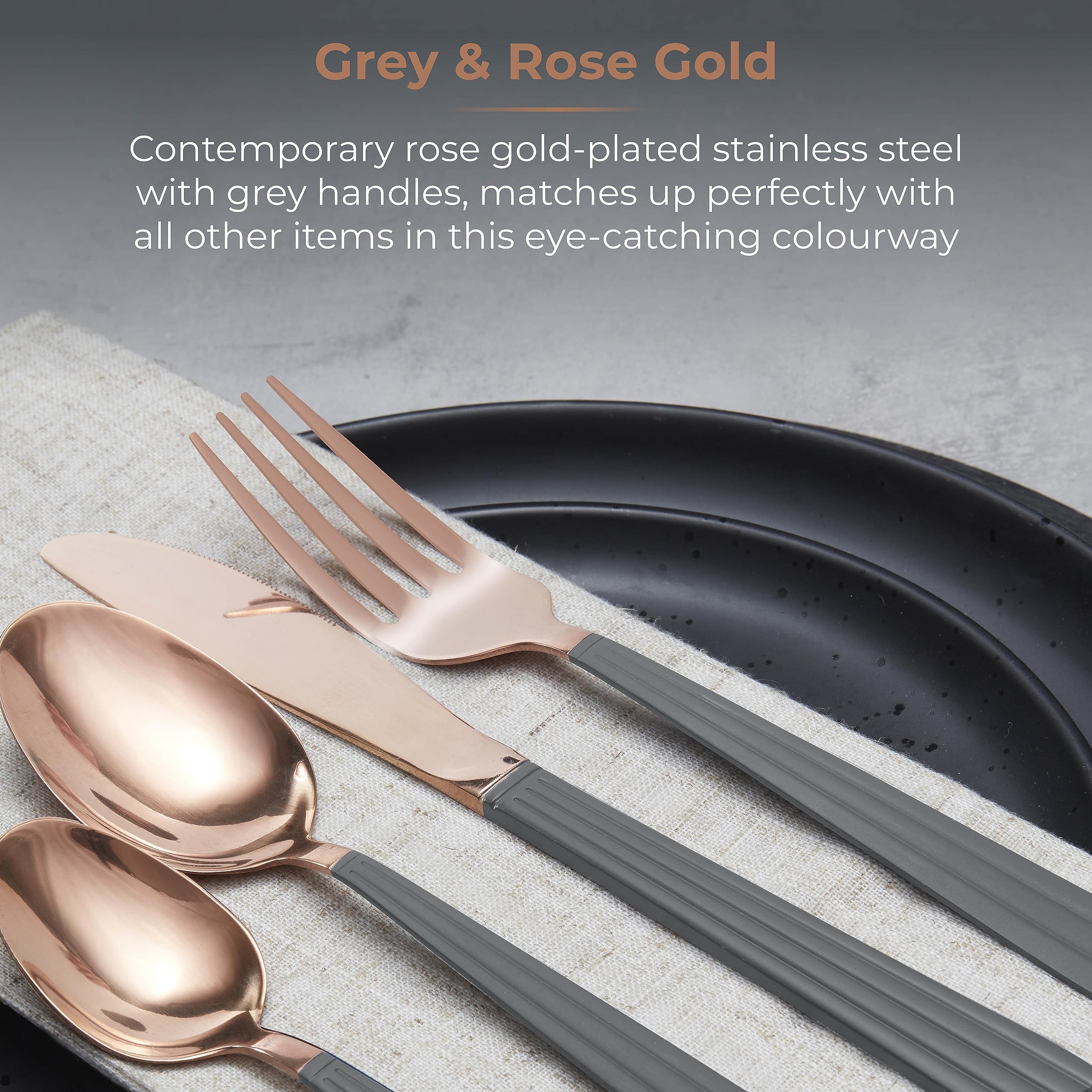 Tower Cavaletto Stainless Steel 16pcs Cutlery Set, Rose Gold