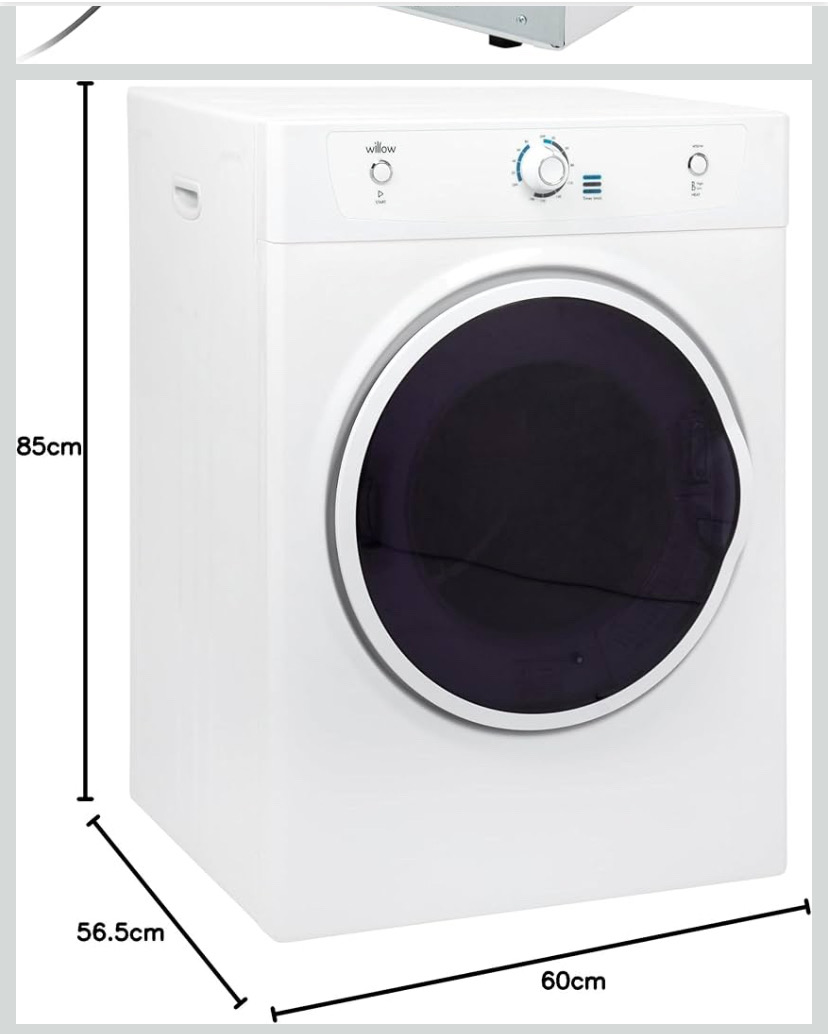 Willow Wtd7w 7kg Vented Dryer Front Loading With Child Lock