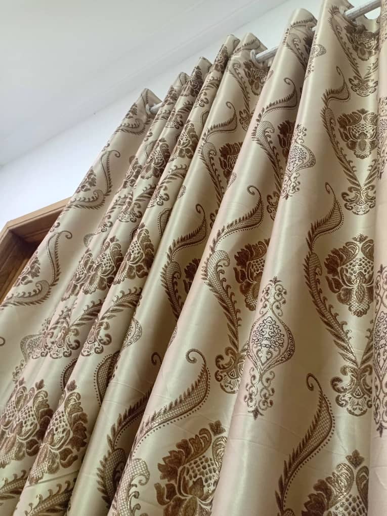 Gold Brocade Damask Blackout Curtains for Living Room 💯 sun block