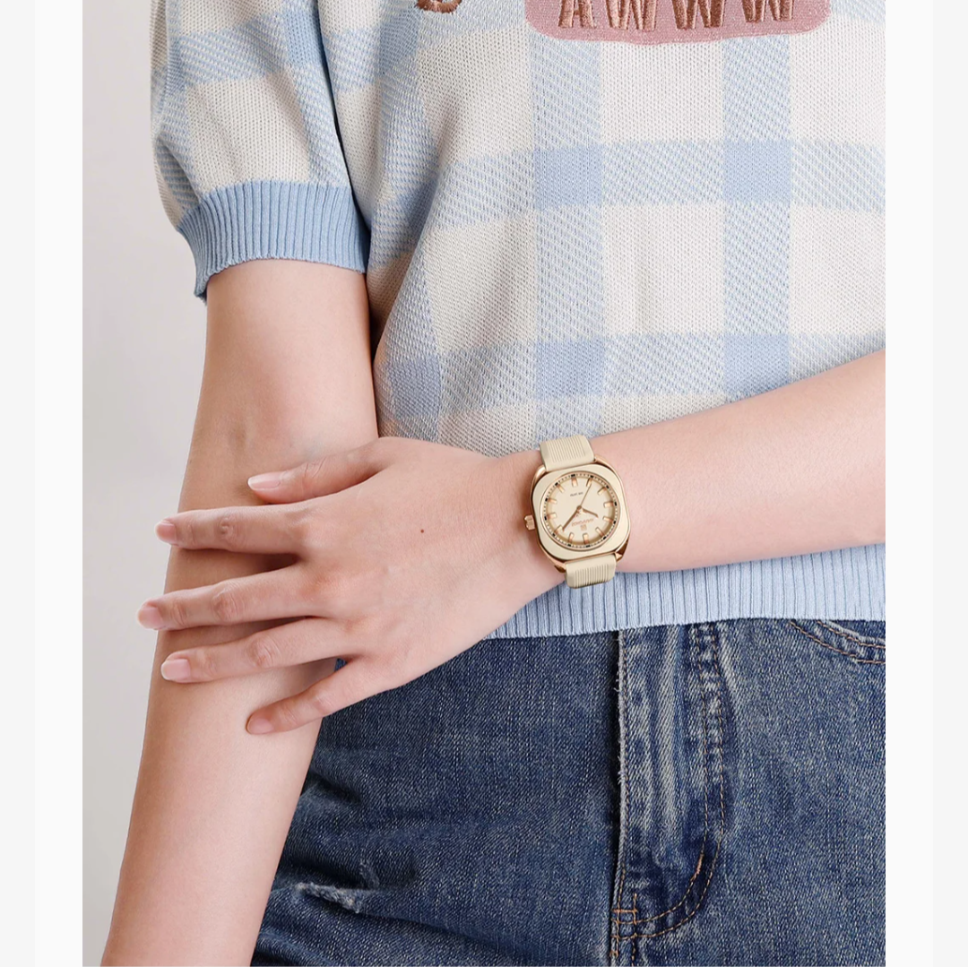 Naviforce Fashion Women's Casual Elegant Simple Polygon Quartz Silicone Watch Gift for Women, NF5061. Rose Gold.