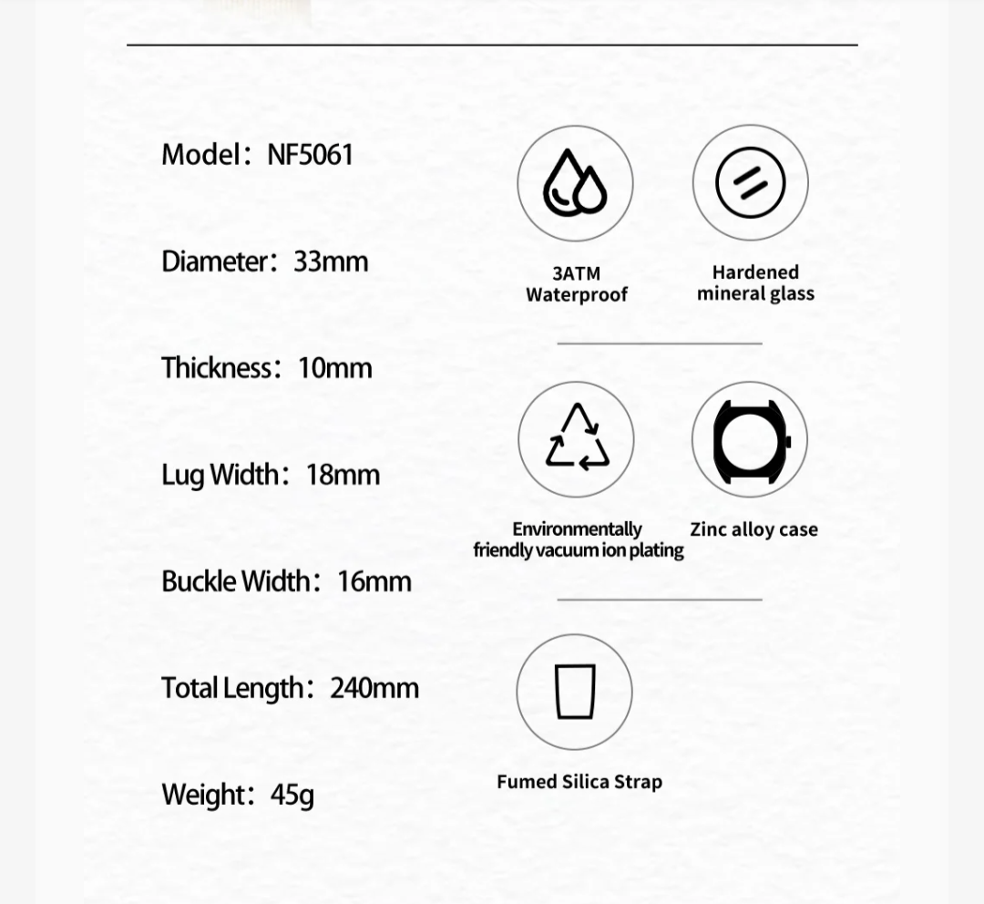 Naviforce Fashion Women's Casual Elegant Simple Polygon Quartz Silicone Watch Gift for Women, NF5061. Rose Gold.