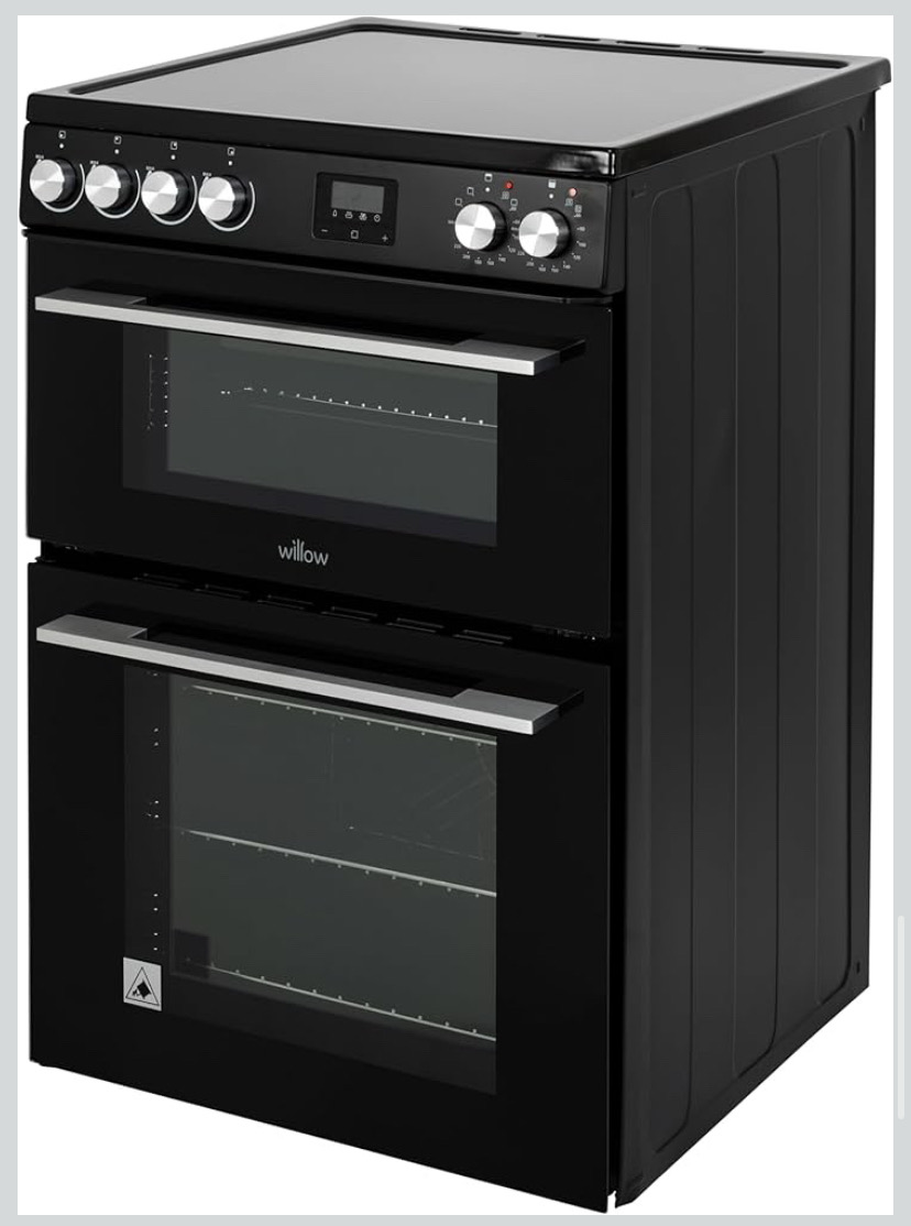 Willow Wdoc60tbl 60cm Electric Double Oven Cooker With Ceramic Hob