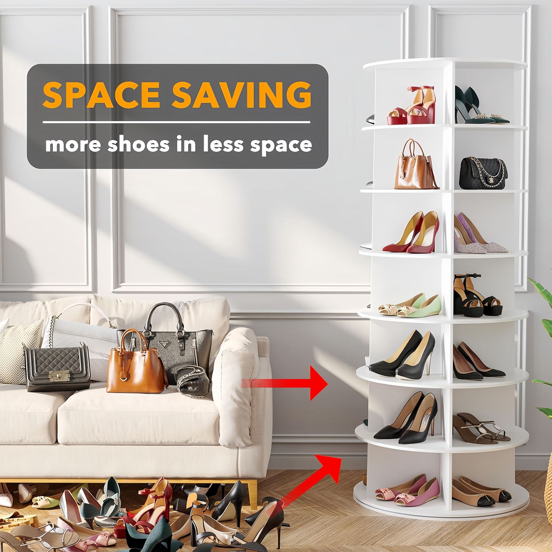 360° Rotating Shoe Rack Organizer - Space Saver