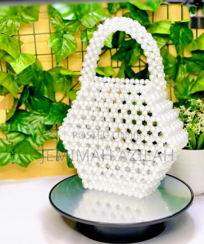 Handmade Elegant White Beaded Handbag | Unique Artisan Craft