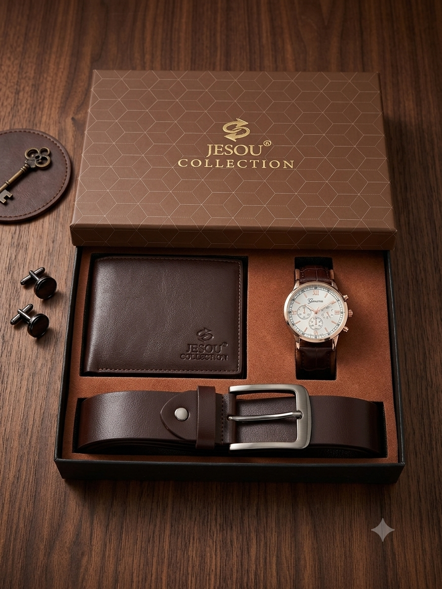 JESOU Men's Gift Set: Watch, Wallet &amp; Belt