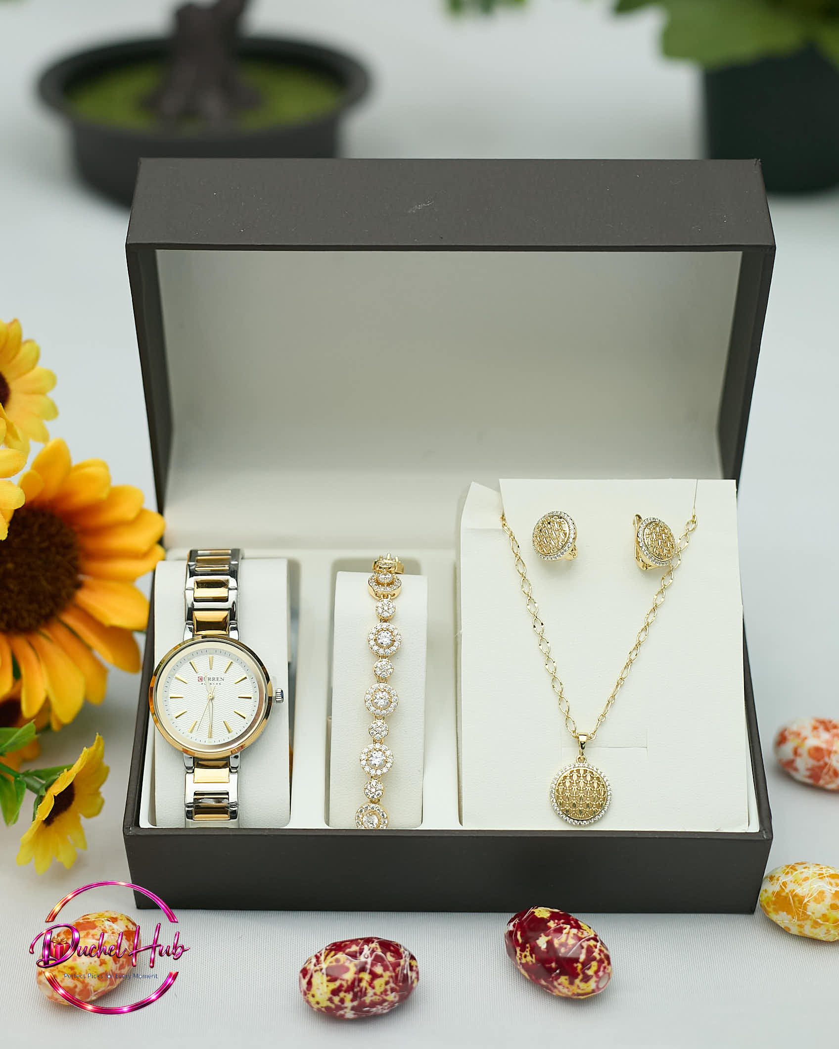 Elegant Women’s Watch &amp; Jewelry &amp; body Fragrance Gift Set