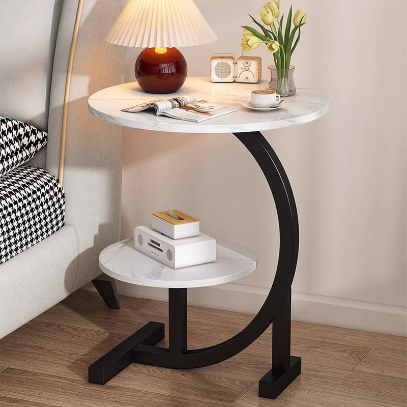 Chic Marble &amp; Metal 2-Tier Side Table | Modern Accent