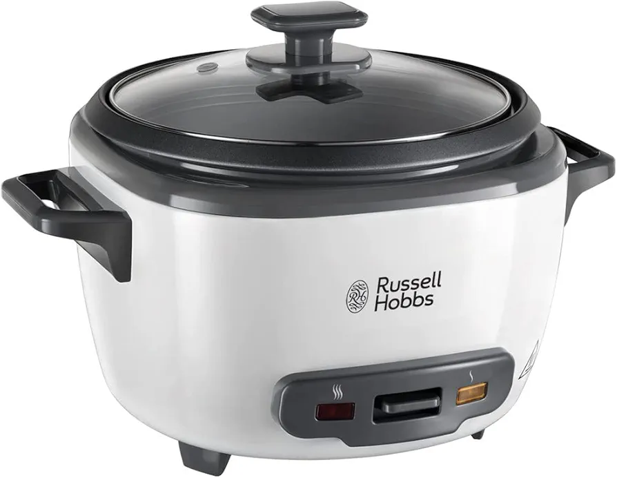 Russell Hobbs Electric Rice Cooker - 2kg (14 Portion - 145g per serving) Removable non stick bowl, Dishwasher-safe bowl &amp; lid, Steamer basket, measuring cup &amp; spoon
