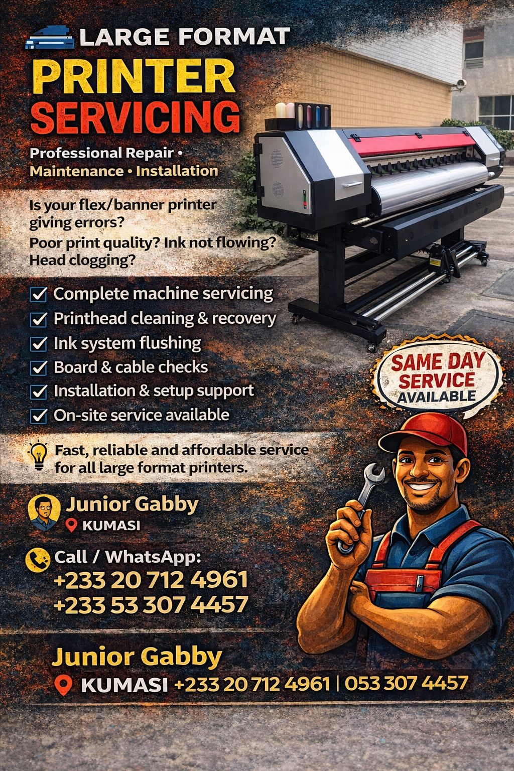 large format printer machine repair