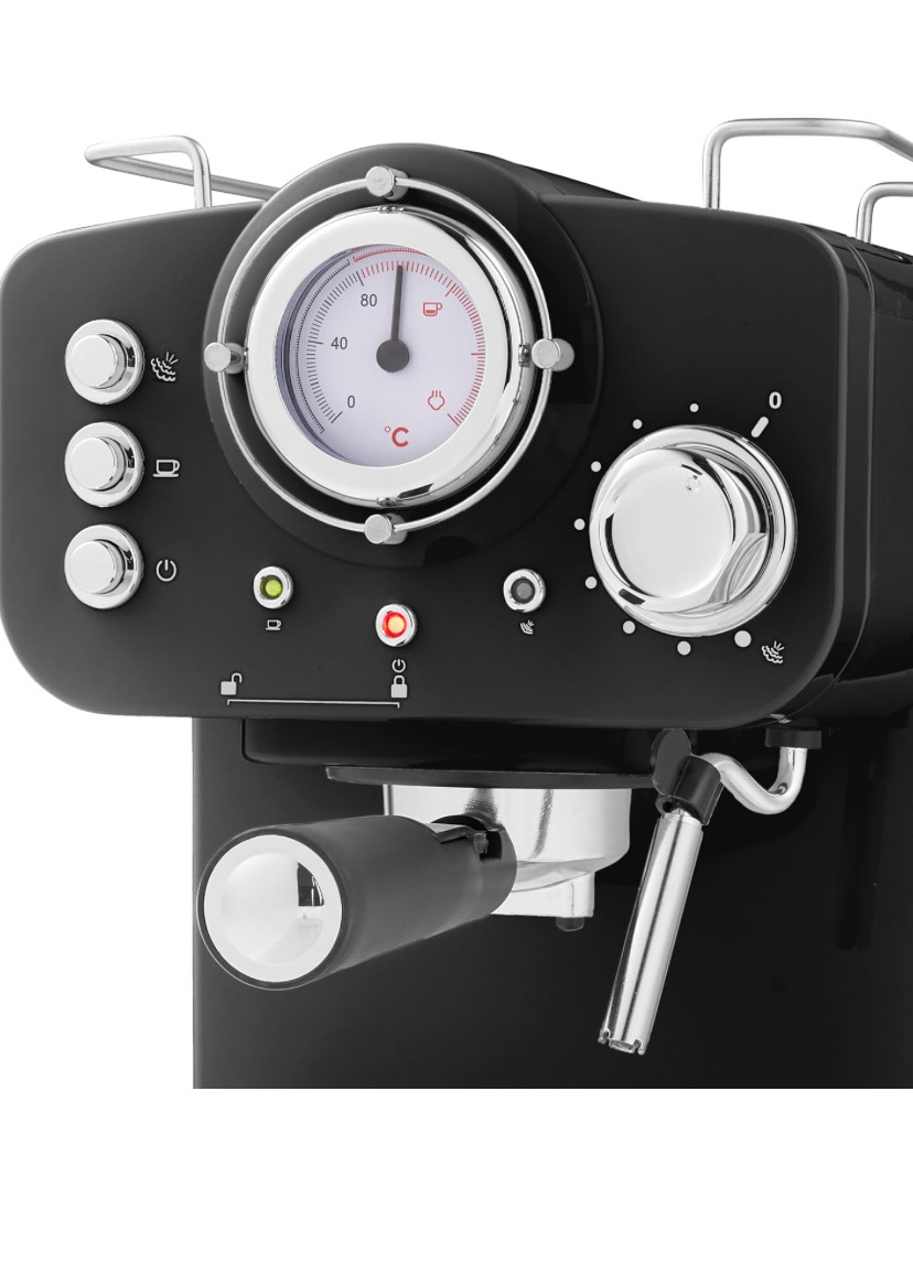 Swan Retro Espresso Coffee Machine 1.2l Detachable Water Tank, 1100w,