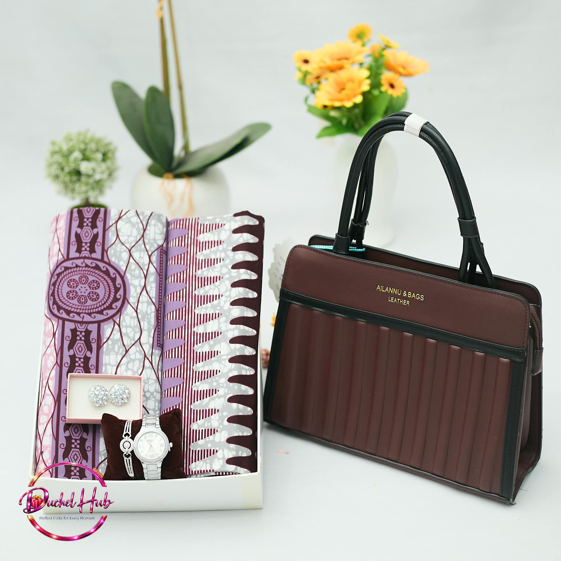 Elegant Ailannu Leather Handbag &amp; Accessories Gift Set