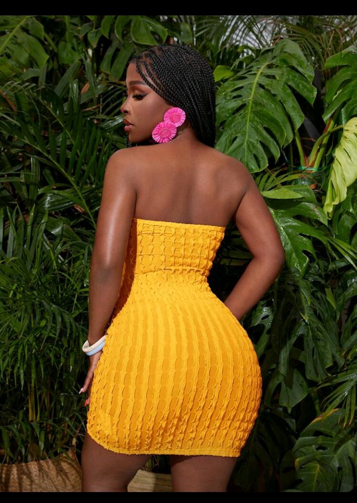 Slaydiva Summer Sexy Music Festival Tubeless Waist Hollow Tight Mini Dress Rose Red Ruffled Fabric Women&#039;s Dress,Pastel Dresses For Women